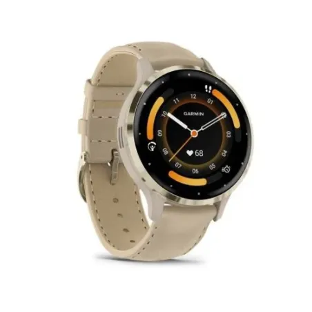 Garmin Venu 3S Smart Watch 41mm, GPS, Stainless Steel Bezel with Leather Band French Gray / Softgold EU