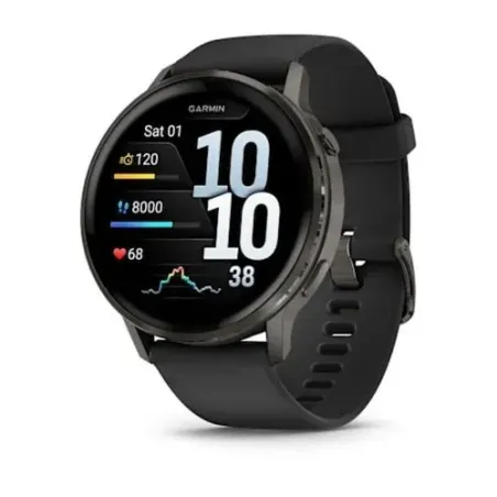 Garmin Venu 4 Smart Watch 45mm, GPS, Black with Dark Gray Silicone Band EU