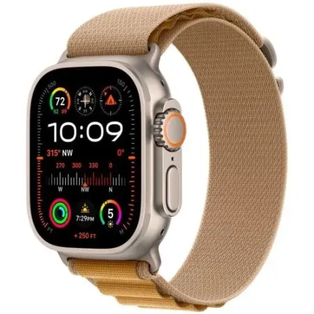 Apple Watch Ultra 2 GPS + Cellular 49mm Titanium Case with Tan Alpine Loop Strap Medium EU MX4F3