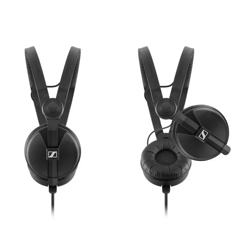 Sennheiser HD 25 PLUS - Słuchawki profesjonalne, zamknięte, przewód prosty i spiralny, dodatkowe poduszki welurowe,