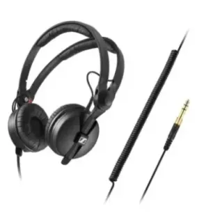 Sennheiser HD 25 PLUS - Słuchawki profesjonalne, zamknięte, przewód prosty i spiralny, dodatkowe poduszki welurowe,