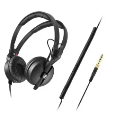 Sennheiser HD 25 PLUS - Słuchawki profesjonalne, zamknięte, przewód prosty i spiralny, dodatkowe poduszki welurowe,