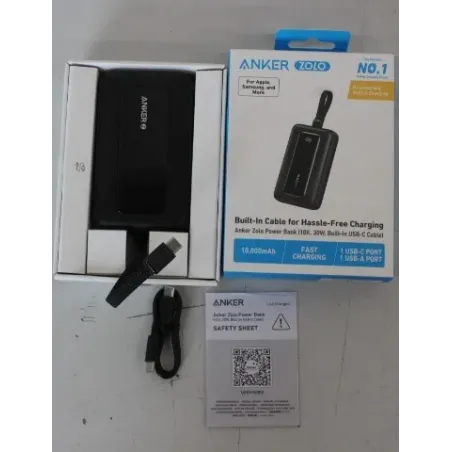 SALE OUT. Anker Power Bank with Built-In USB-C Cable A1688H11 10000 mAh Black DEMO