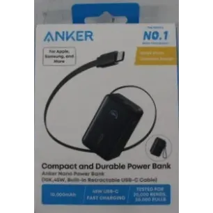 SALE OUT. Anker Nano Power Bank 45W with Built-In Retractable USB-C Cable A1638H11 10000 mAh Black DEMO