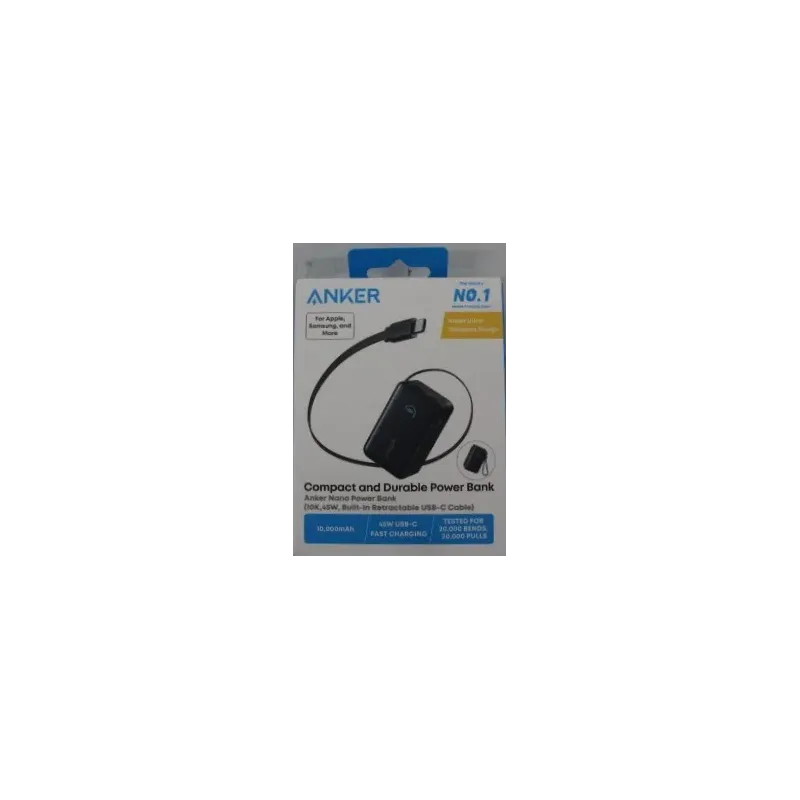 SALE OUT. Anker Nano Power Bank 45W with Built-In Retractable USB-C Cable A1638H11 10000 mAh Black DEMO