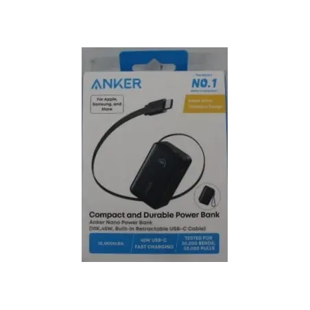 SALE OUT. Anker Nano Power Bank 45W with Built-In Retractable USB-C Cable A1638H11 10000 mAh Black DEMO