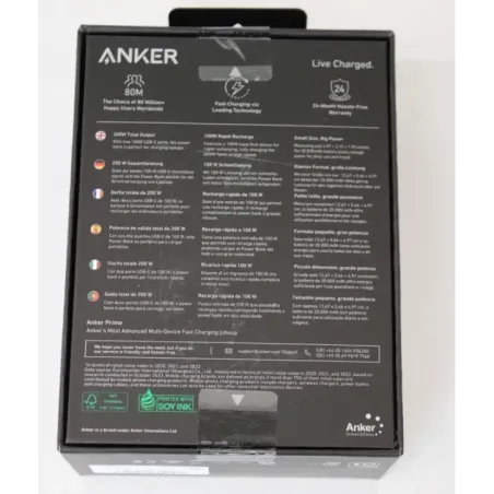 SALE OUT. Anker Power Bank, 200 W Prime 20000 mAh Black UNPACKED, SMALL  SCRATCHED ON TOP