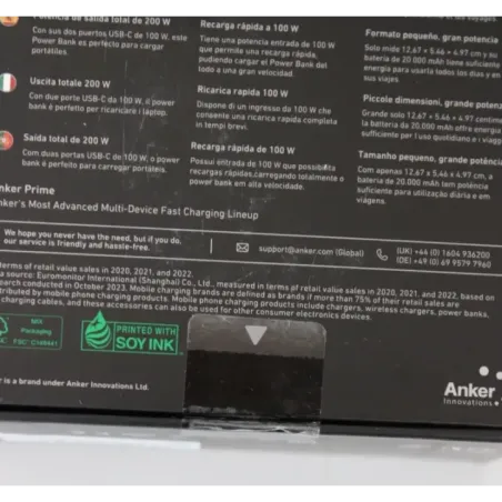SALE OUT. Anker Power Bank, 200 W Prime 20000 mAh Black UNPACKED, SMALL  SCRATCHED ON TOP