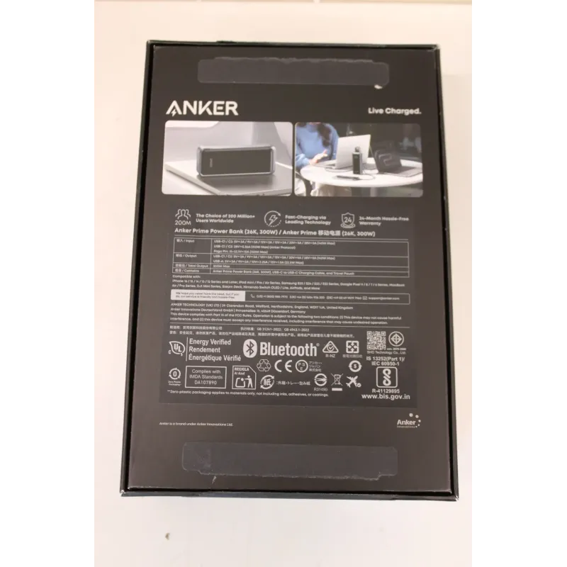 SALE OUT. Anker Prime power bank - USB, 2 x USB-C - 300 Watt 26250 mAh Black UNPACKED, SMALL SCRATCHED ON TOP EDGE