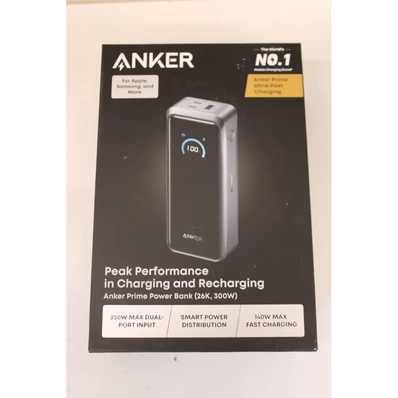 SALE OUT. Anker Prime power bank - USB, 2 x USB-C - 300 Watt 26250 mAh Black UNPACKED, SMALL SCRATCHED ON TOP EDGE