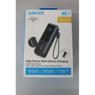 SALE OUT. Anker Zolo Powerbank A1695H11 25000 mAh Built-In USB-C and Retractable Cable) Grey UNPACKED,