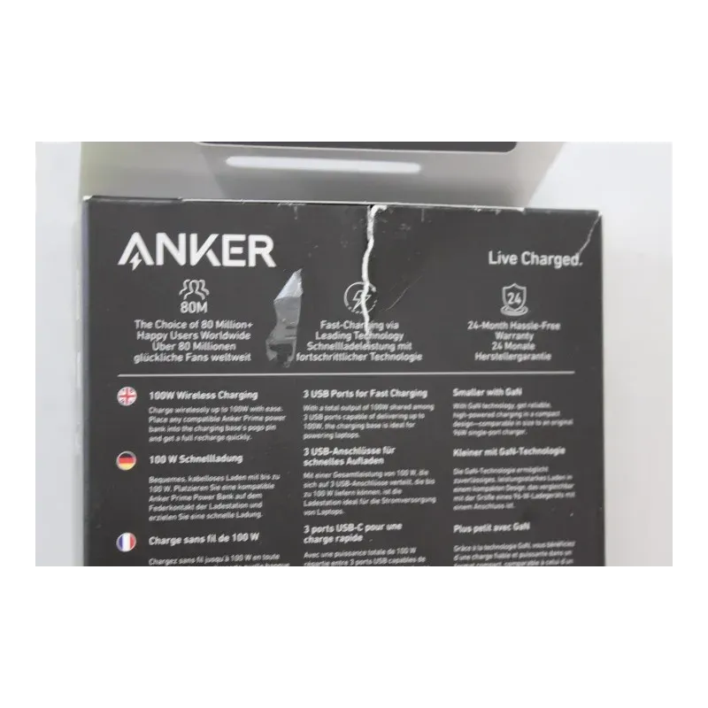 SALE OUT. Anker Prime Charging Base for Power Bank, 100W A1902311 Black UNPACKED, DAMAGED PACKAGING, SCRATCHED
