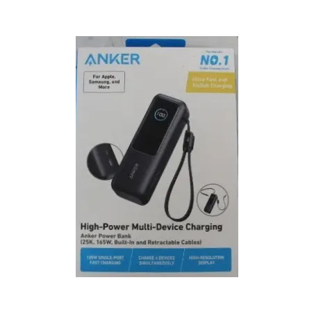 SALE OUT. Anker Zolo Powerbank A1695H11 25000 mAh Built-In USB-C and Retractable Cable) Grey DEMO