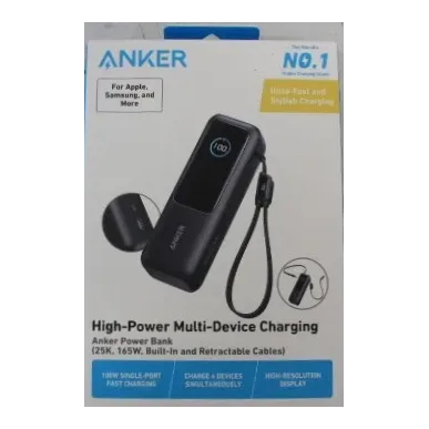 SALE OUT. Anker Zolo Powerbank A1695H11 25000 mAh Built-In USB-C and Retractable Cable) Grey DEMO