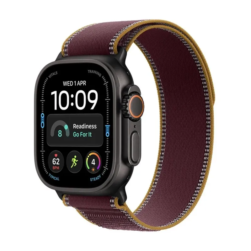 Apple Watch Ultra 4 5G 49mm Black Ti, Burgundy Trail Loop - S/M