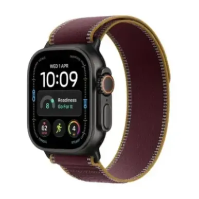 Apple Watch Ultra 4 5G 49mm Black Ti, Burgundy Trail Loop - S/M