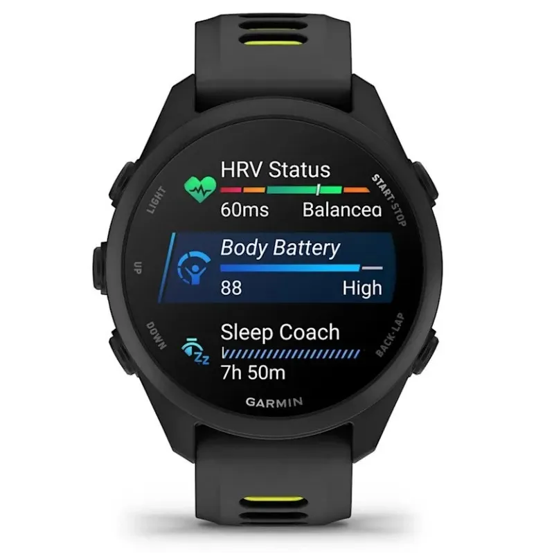 Garmin Forerunner 170 Music 3.05 cm (1.2") AMOLED 42 mm Digital 390 x 390 pixels Touchscreen Black GPS (satellite)