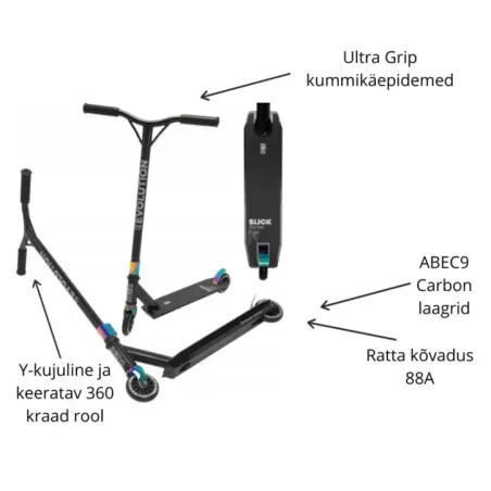 Triki tõukeratas Raven Evolution Slick Color