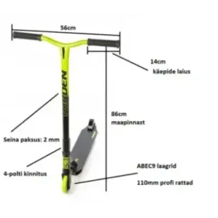 Eriti tugev trikiratas Torden 110mm must/laimiroheline