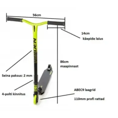 Eriti tugev trikiratas Torden 110mm must/laimiroheline