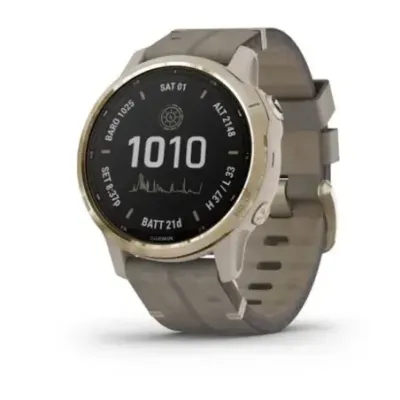 fenix 6S Pro Solar Lt. Gold with Shale Suede Band