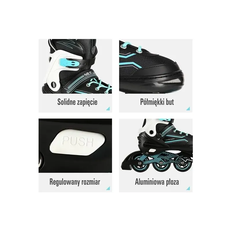 NA1169A БИРЮЗОВЫЙ РАЗМЕР L(39-42) РОДИОВЫЕ КОНЬКИ NILS EXTREME