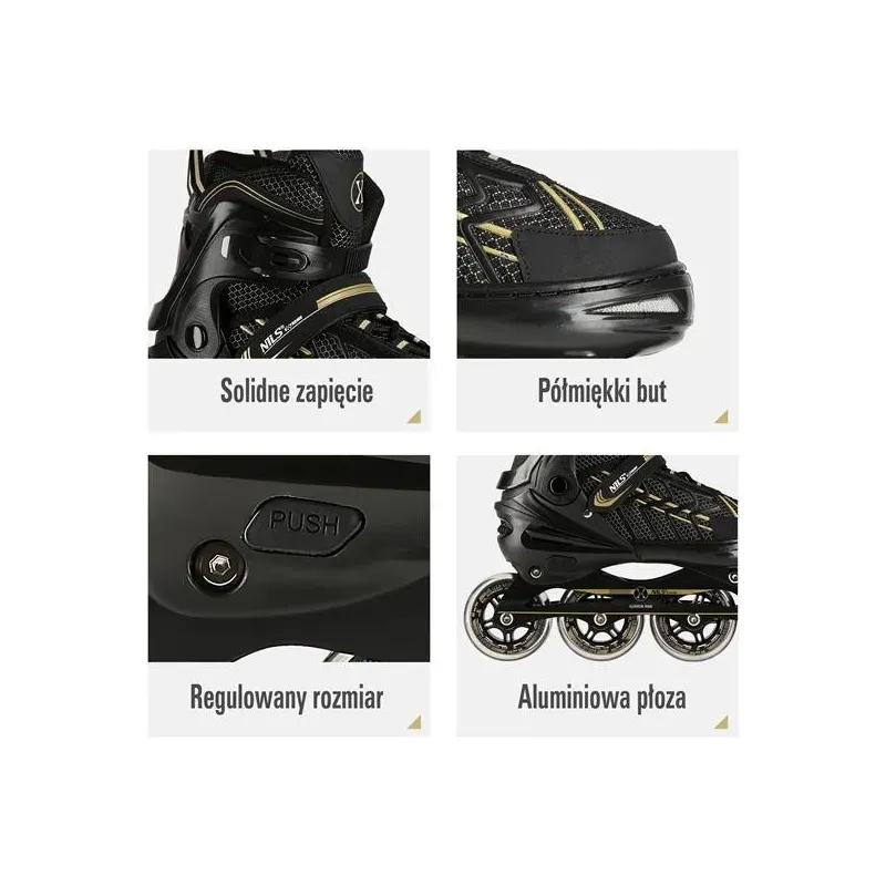 NA1128 MUSTA-KULD SUURUS XL(43-45) IN-LINE RUISID NILS EXTREME