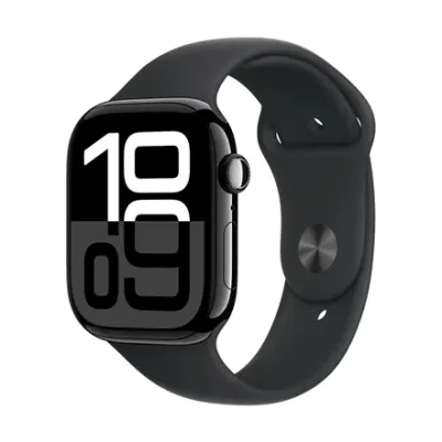 Apple Watch Series 10 GPS 46mm Jet Black Aluminium Case with Black Sport Band - M/L