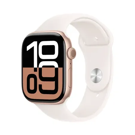 Apple Watch Series 10 GPS + Cellular 46mm Rose Gold Aluminium Case with Light Blush Sport Band - M/L