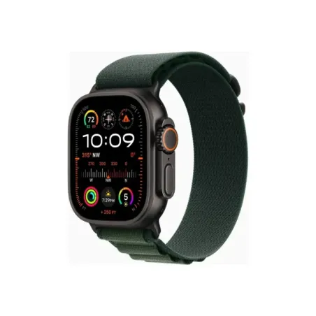 Apple Watch Ultra 2 GPS + Cellular 49mm Black Titanium Case with Dark Green Alpine Loop - Medium
