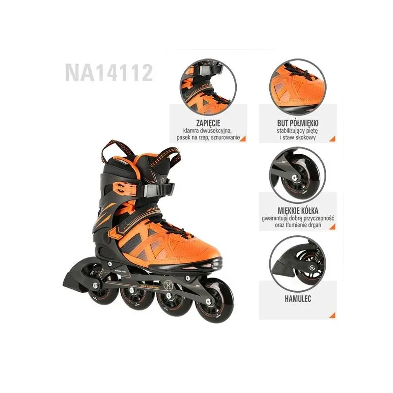 NA14112 BLACK-ORANGE SIZE 44 IN-LINE SKATES NILS EXTREME