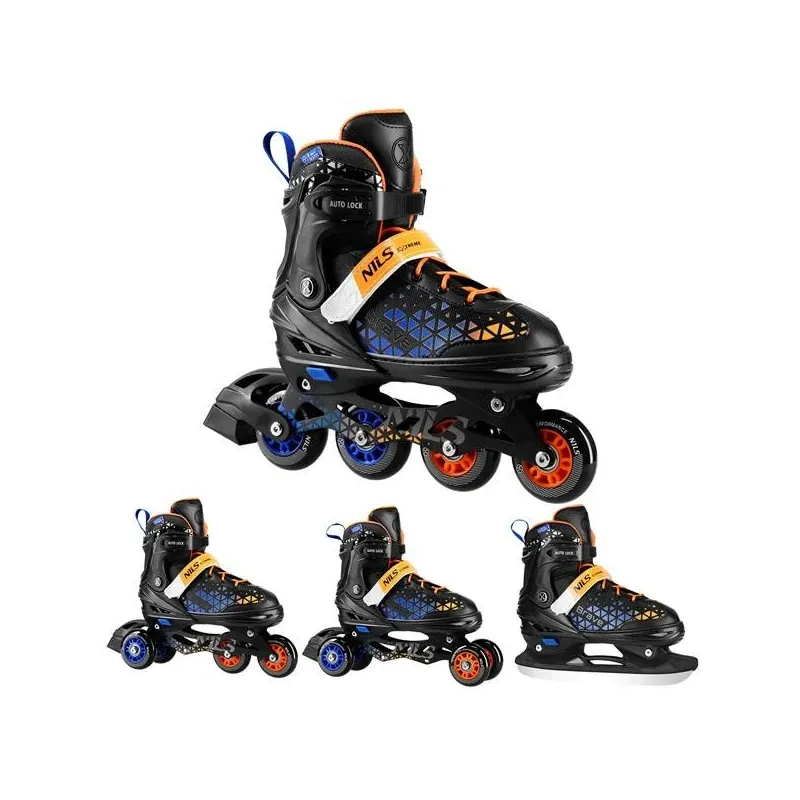 NH18190A IN-LINE SKATES/HOCKEY ICE SKATES SET 2IN1 BRAVE BLUE SIZE M(34-38) NILS EXTREME