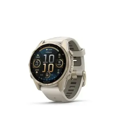 Garmin fenix 8 Sapphire AMOLED часы, 43 мм, Золото с силиконовым ремешком