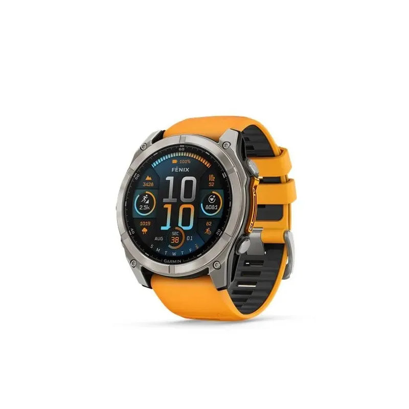 Garmin Fenix 8 AMOLED Sapphire часы, 51 мм, Титан с силиконовым ремешком
