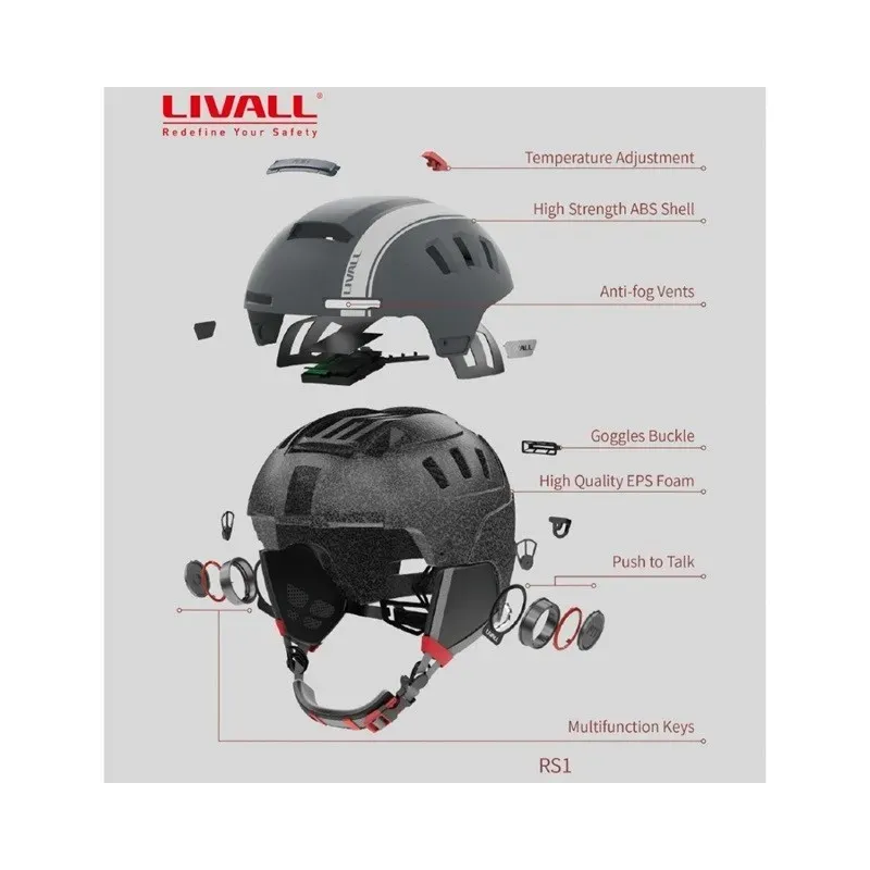 Kask narciarski Bluetooth 57-61cm Intercom/SOS biał