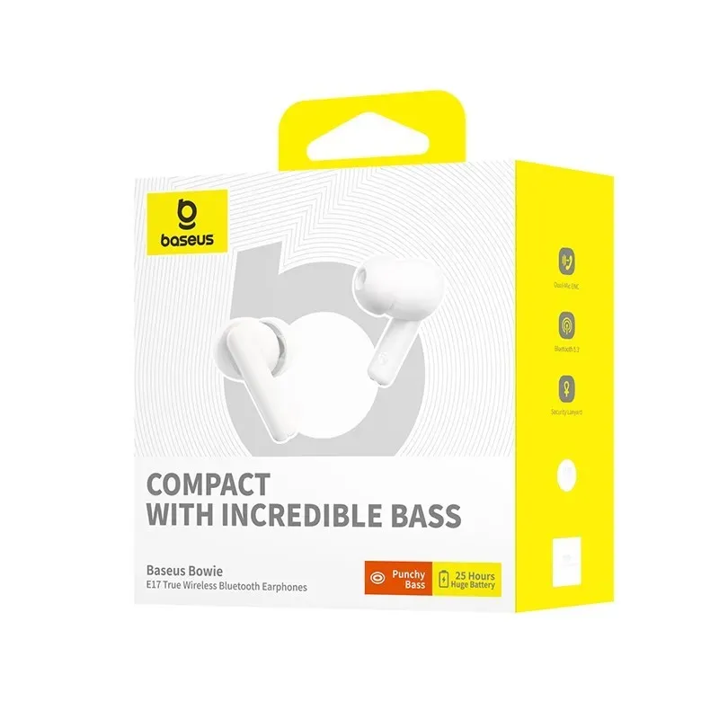 Baseus Bowie E17 Headset True Wireless Stereo (TWS) In-ear Calls/Music USB Type-C Bluetooth White