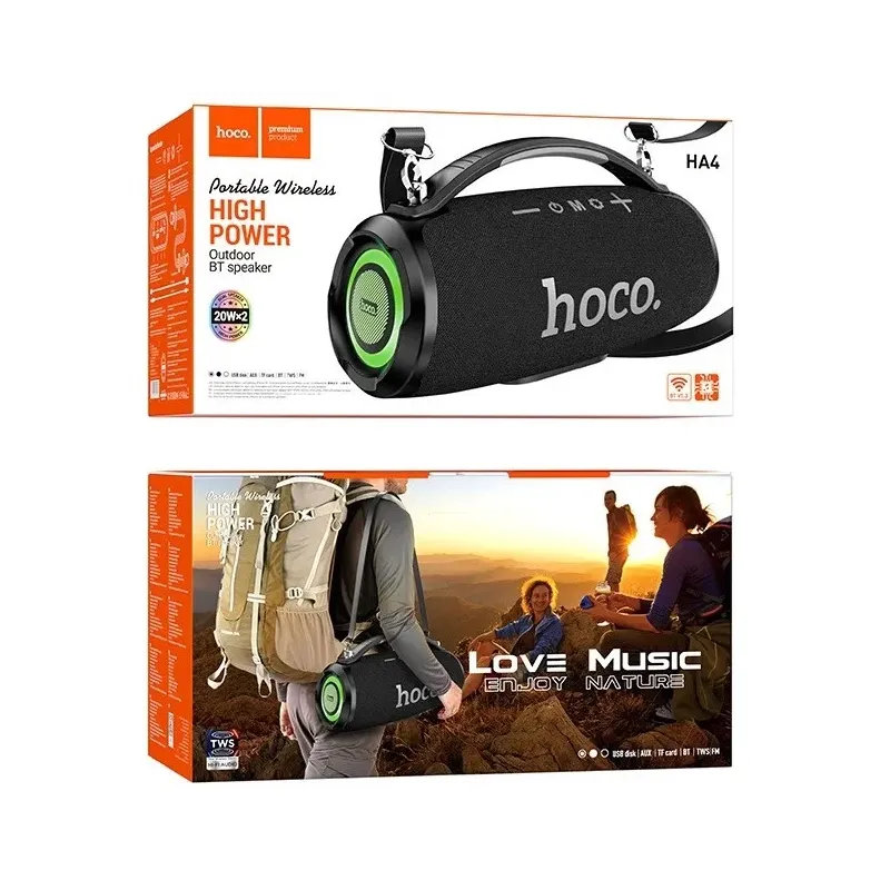 HOCO HA4 Surge Portable Speaker Blutooth/ FM/ TF card/ USB memory stick/ AUX 2 x 20 W Black