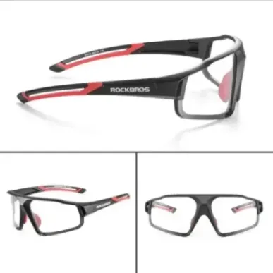 Rockbros SP216BK UV400 photochromic cycling glasses, black and red