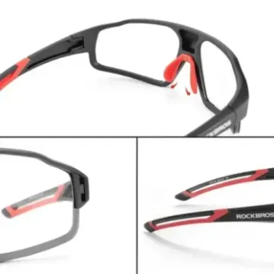 Rockbros SP216BK UV400 photochromic cycling glasses, black and red