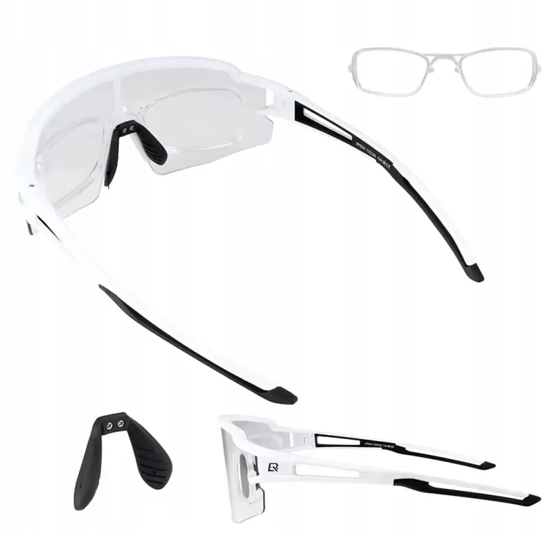 Photochromic cycling glasses with UV protection and corrective insert, Rockbros, white