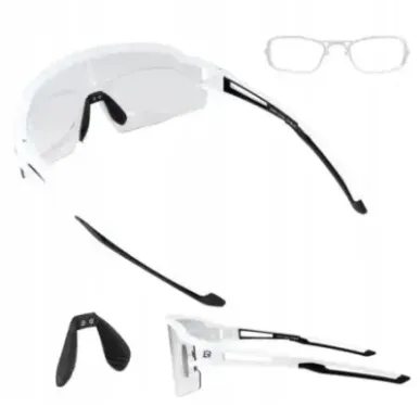 Photochromic cycling glasses with UV protection and corrective insert, Rockbros, white