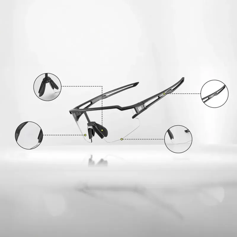 Rockbros 10175 UV400 photochromic cycling glasses, black