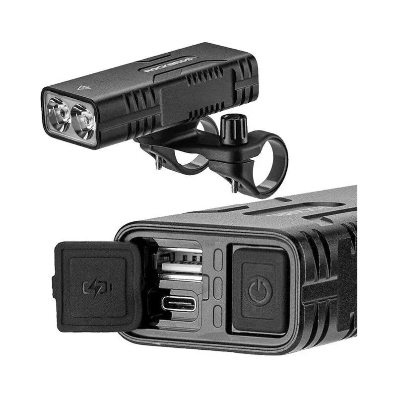 Rockbros Bike light with power bank function + USB-C to USB-A cable, 850 lm, black