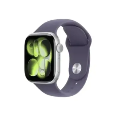 Apple Watch Series 11u00a0GPS + Cellular 42mm Silver Aluminium Case with Purple Fog Sport Band - S/M