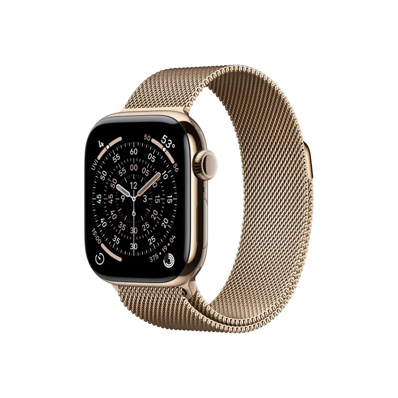 Apple Watch Series 11u00a0GPS + Cellular 42mmu00a0Gold Titanium Case with Gold Milanese Loop