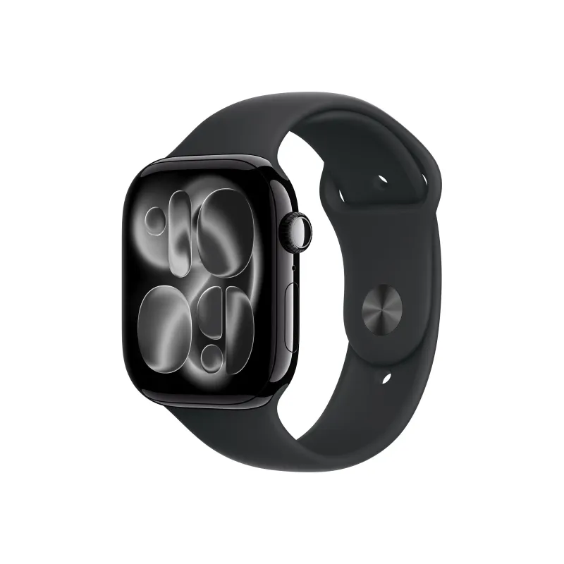 Apple Watch Series 11u00a0GPSu00a046mmu00a0Jet Black Aluminium Case with Black Sport Band - S/M