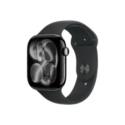 Apple Watch Series 11u00a0GPSu00a046mmu00a0Jet Black Aluminium Case with Black Sport Band - S/M