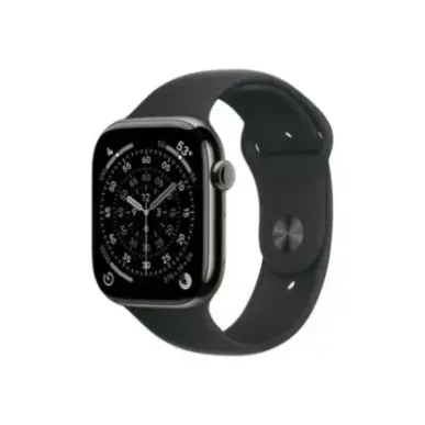 Apple Watch Series 11u00a0GPS + Cellular 46mmu00a0Slate Titanium Case with Black Sport Band - M/L