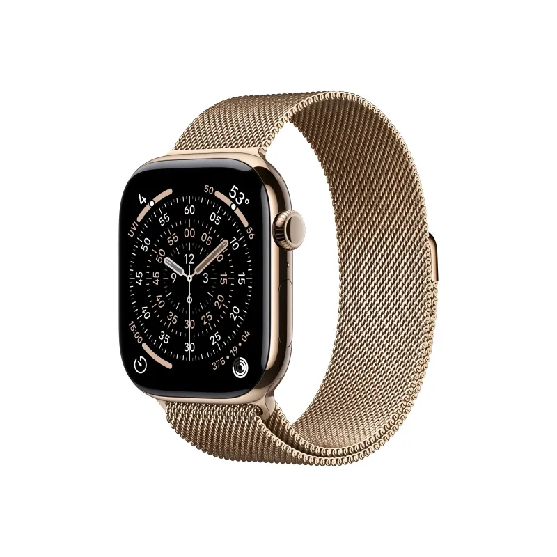 Apple Watch Series 11u00a0GPS + Cellular 46mmu00a0Gold Titanium Case with Gold Milanese Loop - M/L