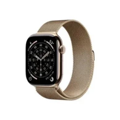 Apple Watch Series 11u00a0GPS + Cellular 46mmu00a0Gold Titanium Case with Gold Milanese Loop - M/L